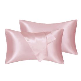 75D Satin Artificial Silk Pillowcase (Option: Pink-Queen 20X30in-1Pairs)