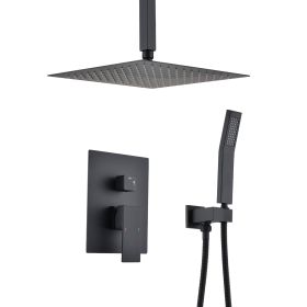 Ceiling Mounted Shower System Combination Kit With Handheld And 16 Inch Shower Head (Option: Matte Black)
