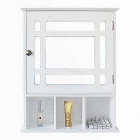 Single Door Triple Compartment Storage Bathroom Cabinet - White (Color: White)