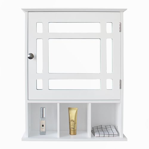 Single Door Triple Compartment Storage Bathroom Cabinet - White