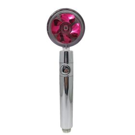 Propeller Driven Shower Head With Stop Button And Cotton Filter Turbocharged High Pressure Handheld Shower Nozzle (Color: Red)