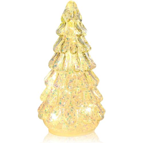Glass Christmas Tree With Lights, Desktop Christmas Tree Romantic Christmas Decoration Statue, Suitable For Table, Desk, Style