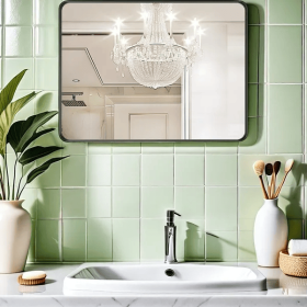 Large 40-inch X 30-inch Black Bathroom Mirror Is Stylishly Simple And Atmospheric (Option: 40X30 inch)