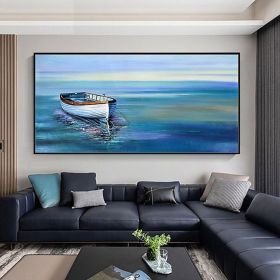 Handmade Oil Painting On Canvas Wall Art Decoration Modern Abstract Boat Landscape Picture  Living Room hallway bedroom luxurious decorative pain (size: 70x140cm)