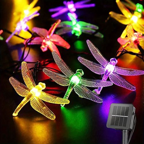 1pc Solar Dragonfly String Lights Waterproof 20 LEDs Dragonfly Fairy Lights Decorative Lighting For Indoor/Outdoor Home Garden Lawn Fence Patio P