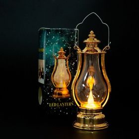 1pc Retro Portable Flameless Candle Lamp; LED Luminous Night Light Creative Small Oil Lamp; Holiday Decoration Ornament; Creative Atmosphere Lamp (Color: Wick Rose Golden)