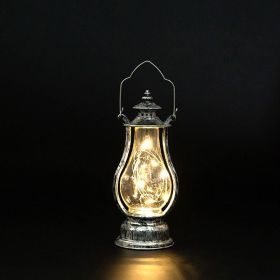 1pc Retro Portable Flameless Candle Lamp; LED Luminous Night Light Creative Small Oil Lamp; Holiday Decoration Ornament; Creative Atmosphere Lamp (Color: Bronze Silver Light String)