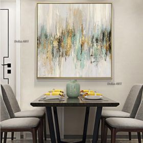Oil painting style porch decoration painting living room light luxury hanging painting restaurant modern Scandinavian style sofa background mural (size: 150x150cm)