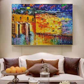Handmade Wailing Wall Jerusalem Landscape Oil Paintings On Canvas Wall Art Decoration Modern Abstract Picture Home   Living Room hallway bedroom (size: 150x220cm)