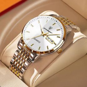 Men's Student Trend Fashion Quartz Watch (Color: Golden white noodles)