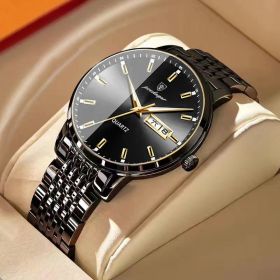 Men's Student Trend Fashion Quartz Watch (Color: Black shell black face)