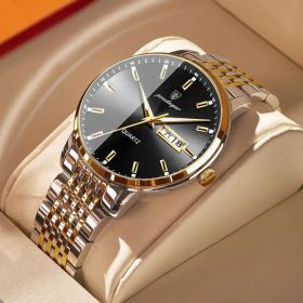 Men's Student Trend Fashion Quartz Watch (Color: Golden black face)