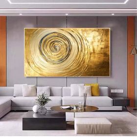 Hand Painted Oil Painting Original Gold Texture Oil Painting on Canvas Large Wall Art Abstract Minimalist Painting Golden Decor Custom Painting L (Style: 01, size: 40X80cm)