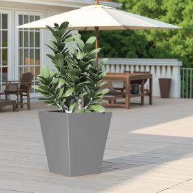 22" H Tall Mental Tapered Planter ��� Large Outdoor & Indoor Garden Plant Pot with Drainage Hole and Rubber Plug (Color: as Pic)