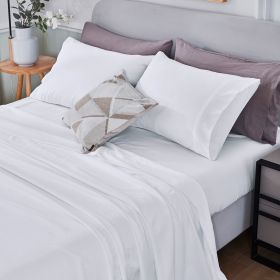 3-4 Piece Vintage Colored Sheets Set Ultra Soft Microfiber Bed Sheets & Pillowcase with Natural Wrinkle Texture (Color: White, size: QUEEN)