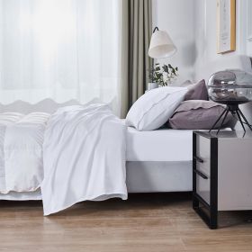 3-4 Piece Vintage Colored Sheets Set Ultra Soft Microfiber Bed Sheets & Pillowcase with Natural Wrinkle Texture (Color: White, size: KING)