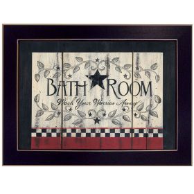 "Bathroom" By Linda Spivey, Ready to Hang Framed Print, Black Frame (Color: as Pic)