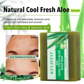 KYLIEFIT Cool Fresh Aloe Vera Soap Bar for All Skin Types, Reduce Spots, Oil Control, Deep Clean, 150g/ 7 oz (Smell: 1 Soap)