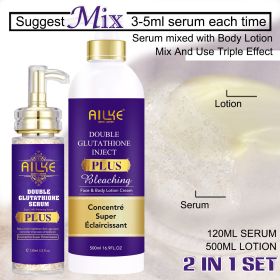 AILKE Skin Lightening Bleaching Cream, Remove Melanin, Black Spots, Cleaning, For Dark Skin, Black Skin, And Caramel Skin (Color: Lotion and Seum)
