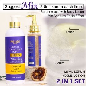 AILKE Whitening, Dark Spot & Sun Spot Removal Set, Brightening Shades, With Double Glutathione, Highly Concentrated Skin Care (Color: Lotion and Seum)