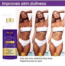 AILKE Skin Lightening Serum for Face and Body, with Double Glutathione, Day And Night Brightening Serum, Support Private Label (NET WT: Lotion)