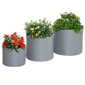 Set of 3 Outdoor Planter Set, 13/11.5/9in, MgO Flower Pots with Drainage Holes, Outdoor Ready & Stackable Plant Pot for Indoor, Entryway, Patio, (Color: as Pic)