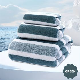 3 Piece Towel And Bath Towel Set, Super Soft Absorbent Bath Towel For Home And Hotel Shower Towel Bath Towel, New (Color: Green)