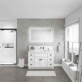 40X24 INCH Bathroom Vanity Mirror, Wall Mounted Frame Dimmable Vanity Mirror, Backlit Shatterproof, Anti-fog (Option: golden)