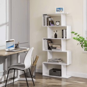 Five Layer Simple Household White Bookshelf (Option: Cream White)