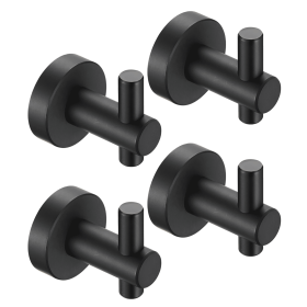 Round Base Wall Hook With Screws  Matte Black Hook, 4-piece Set, Suitable For Entry-level Shoe Cabinets, Wardrobes, Bathrooms, Bedrooms, Furnitur (Color: Black)